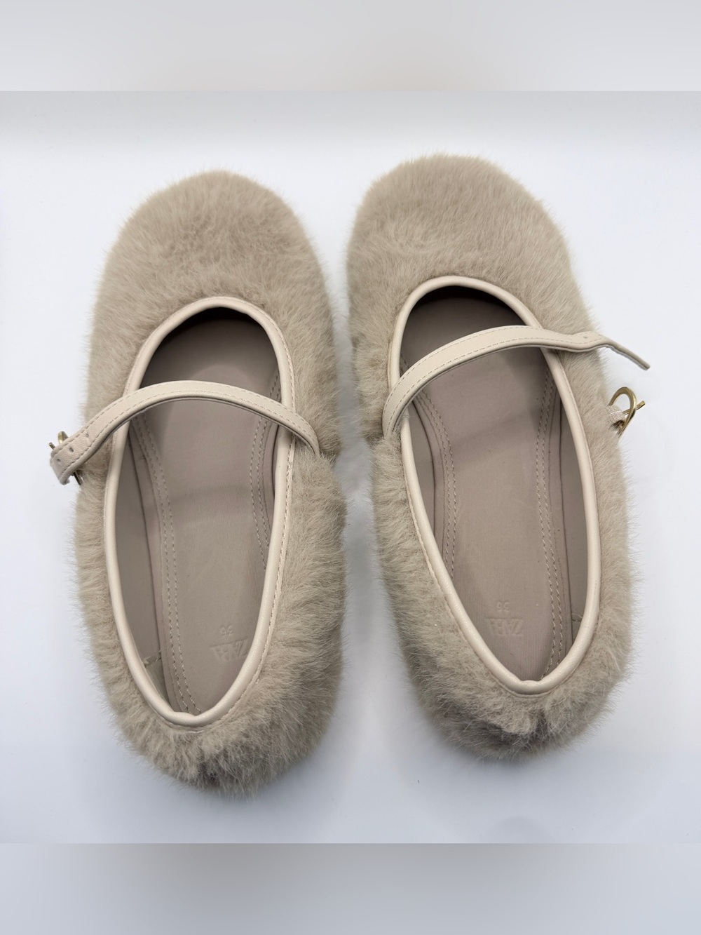 Faux Fur Ballet Flats by Zara